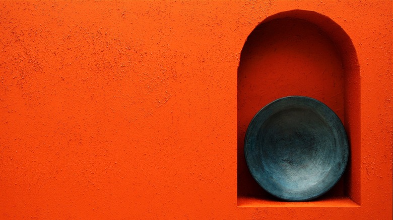 Textured alcove with a bowl