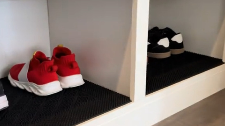 Shoes in a shoe cabinet