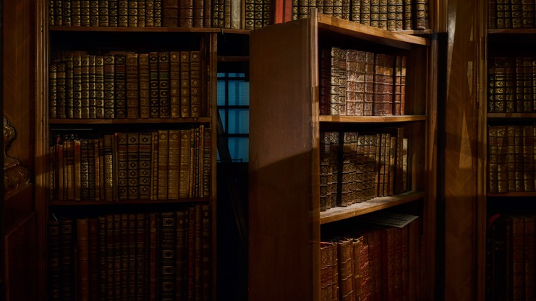 Secret bookcase door opening