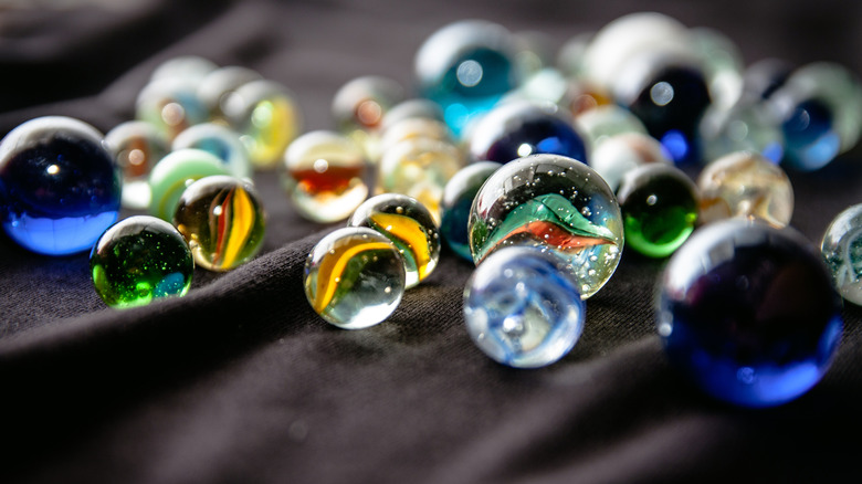 close up shot of marbles