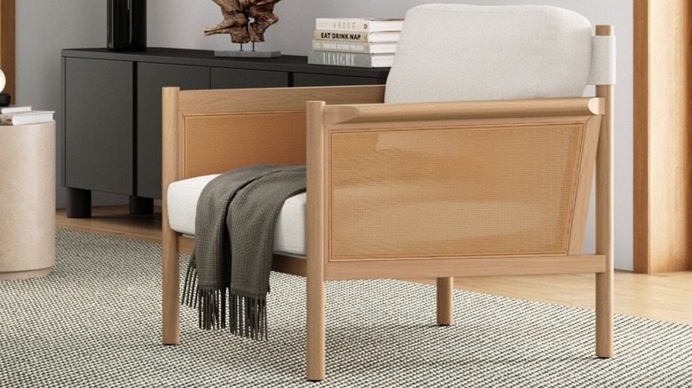 West Elm cane arm chair