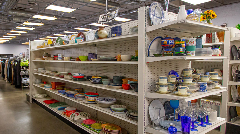 Thrift store dishware section