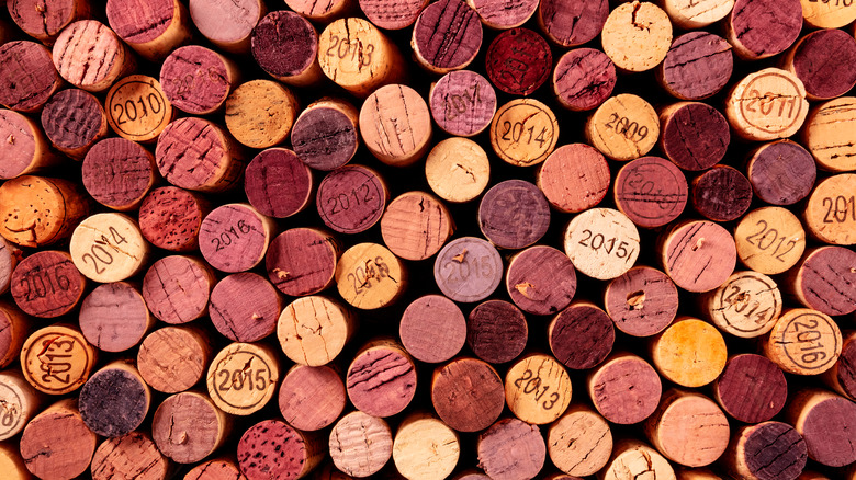 wine corks lined up