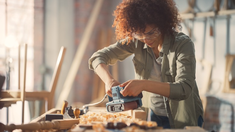 Carpenter busy with woodwork