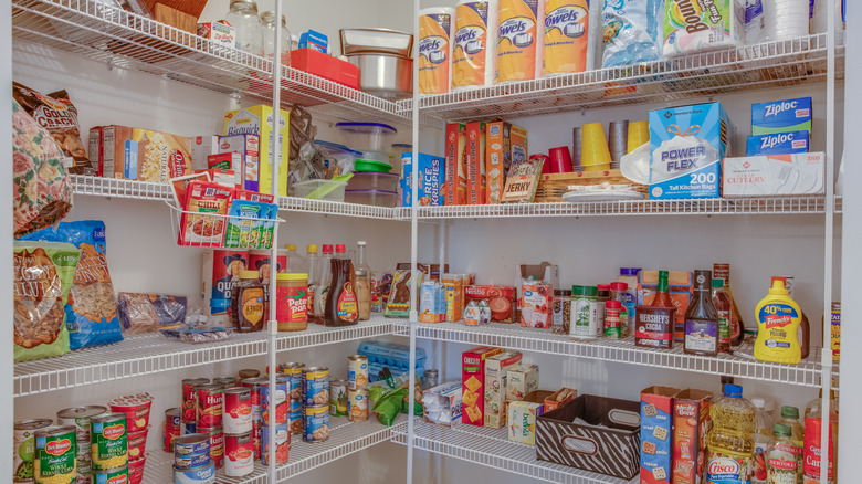 pantry with wire shelves