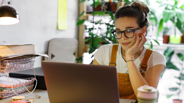 Woman using laptop