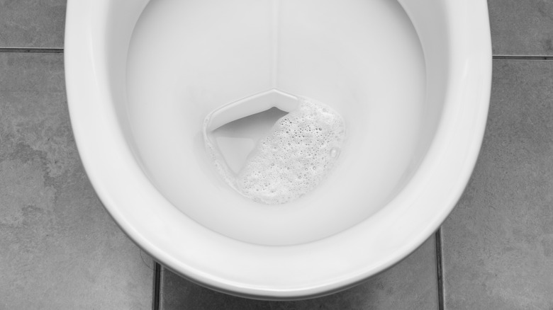 toilet bowl with bubbling water inside