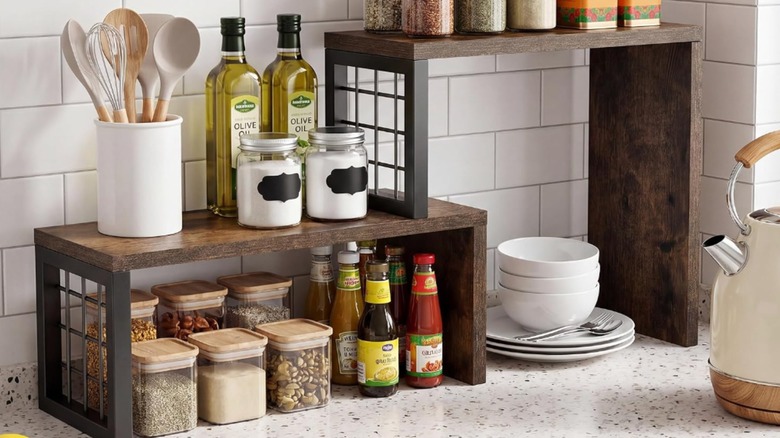Fofary spice storage organizer on kitchen counter