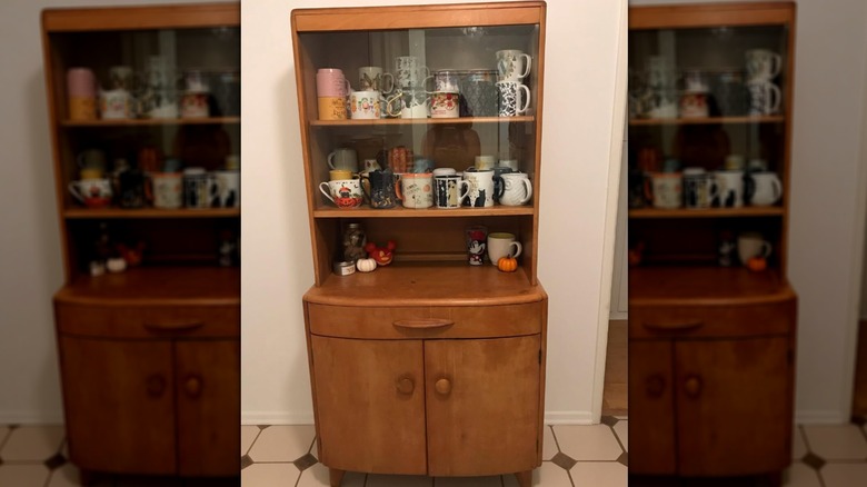 Midcentury hutch with mugs