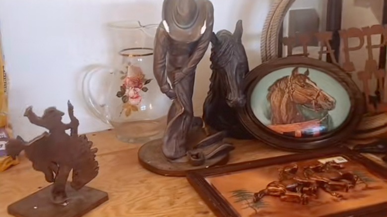 Bronze Western statues sitting on a table