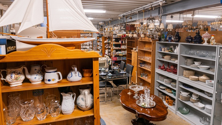 antique store with glassware