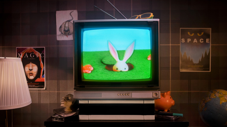 Cartoons on the television.