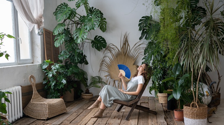 woman in indoor garden