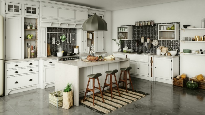 Gray kitchen floor tile 