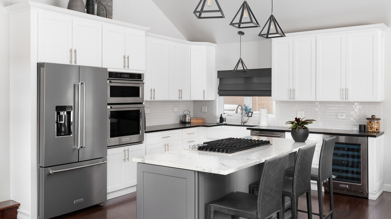 stainless steel refrigerator in kitchen