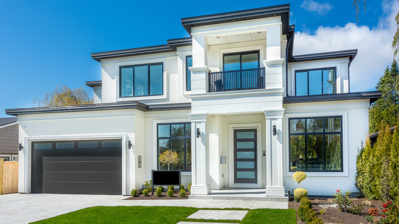 Exterior of white contemporary home