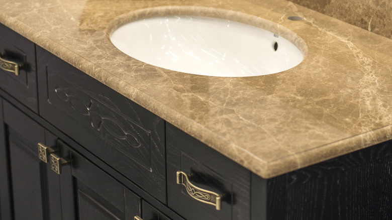 Half-bullnose edge bathroom countertop