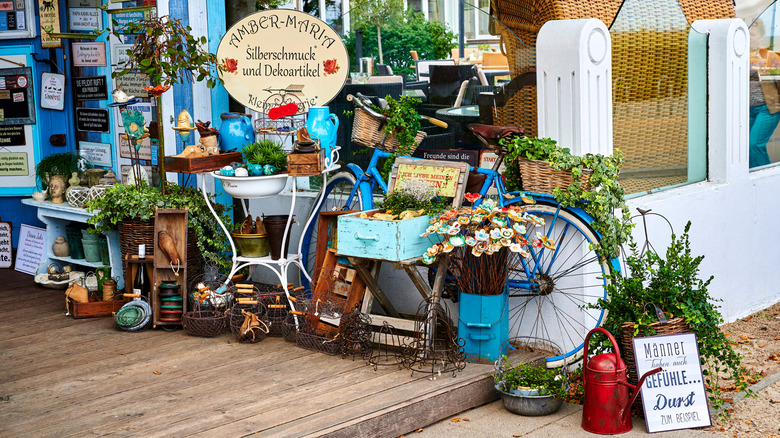 thrift store with patio furniture and decor