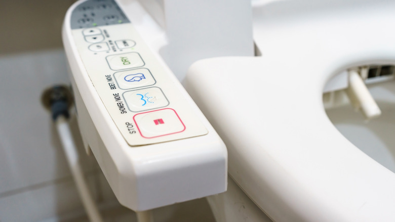 Bidet controls on a toilet