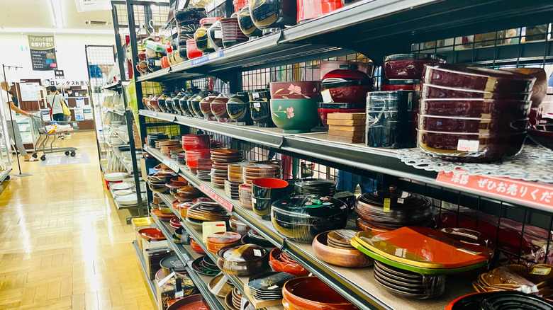 Ceramics section in thrift store
