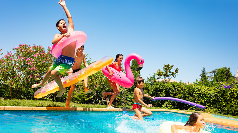 Kids playing in pool