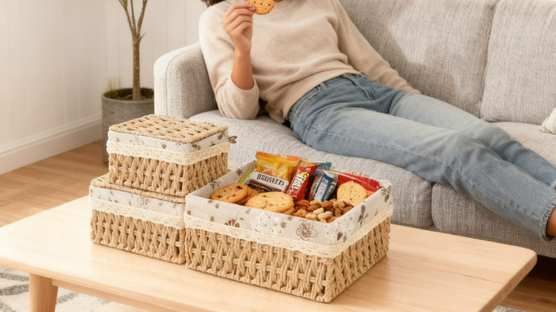MEHOOM Wicker Decorative Storage Tabletop Baskets