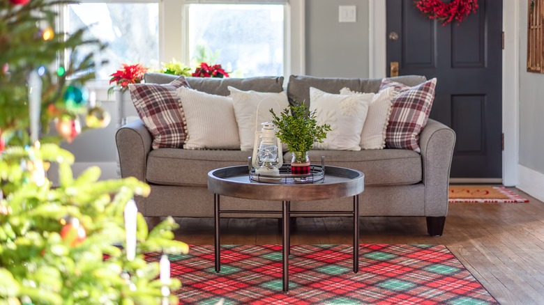 red and white festive throw pillows 