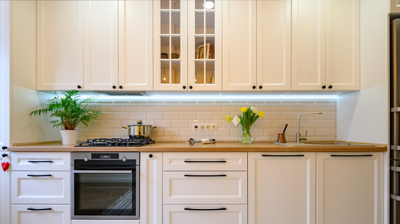 beige kitchen cabinets