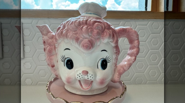 A Lefton poodle chef teapot from the 1950s.