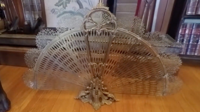 vintage brass folding fireplace screen