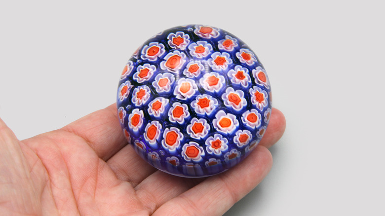 Millefiori glass paperweight
