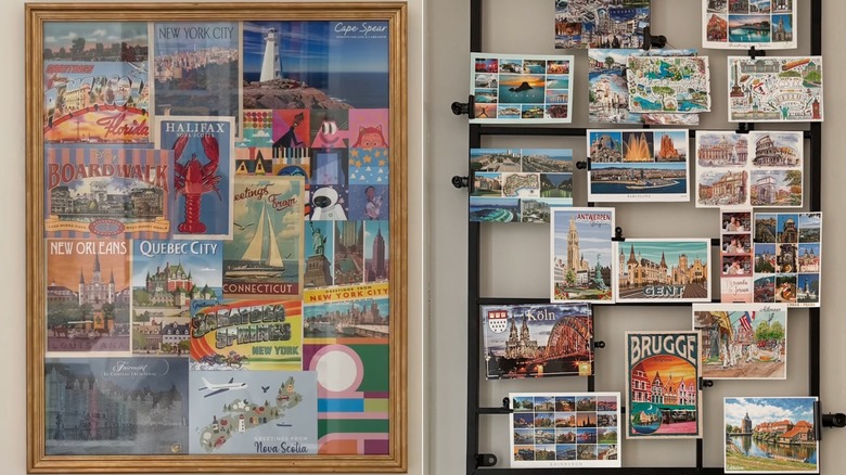 Six vintage postcards in a frame