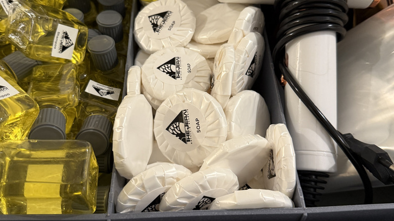 Close up of hotel toiletries