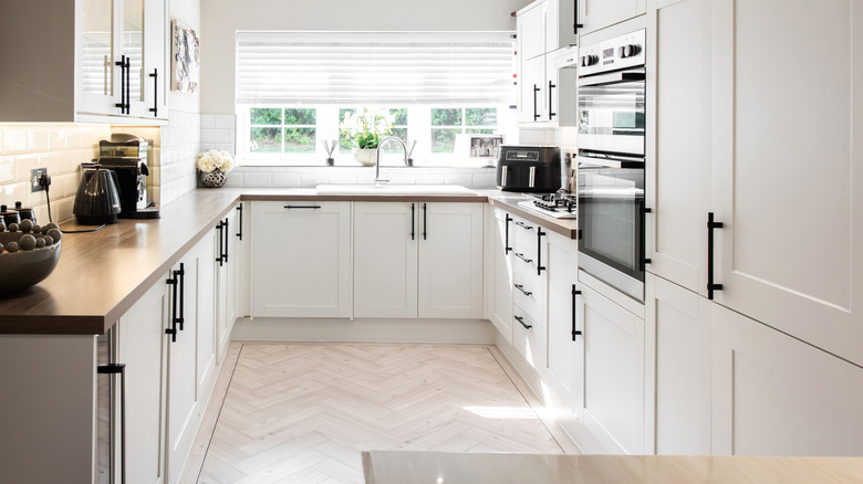 A small white kitchen