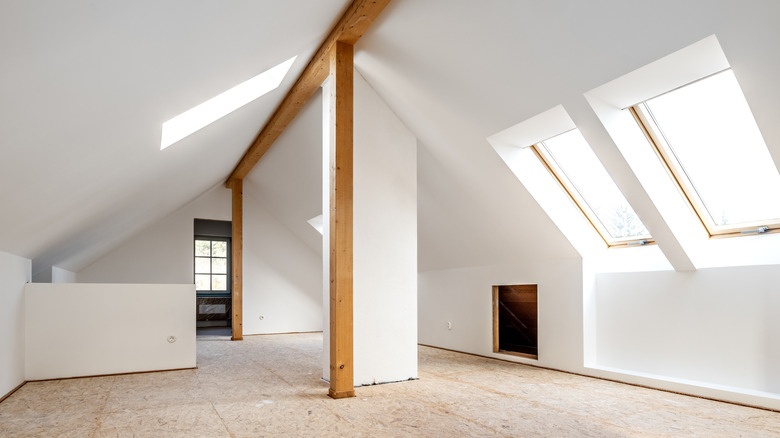 A loft conversion with wooden panel