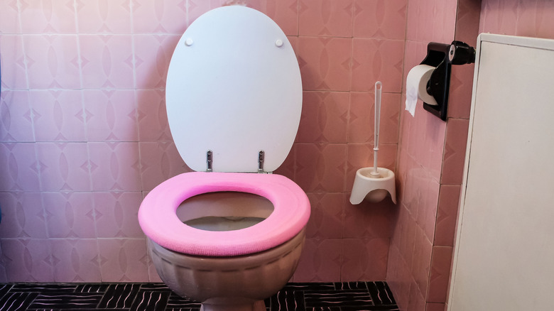 Pink toilet cover 