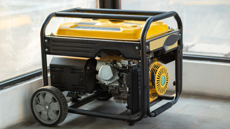 Close up of yellow portable generator