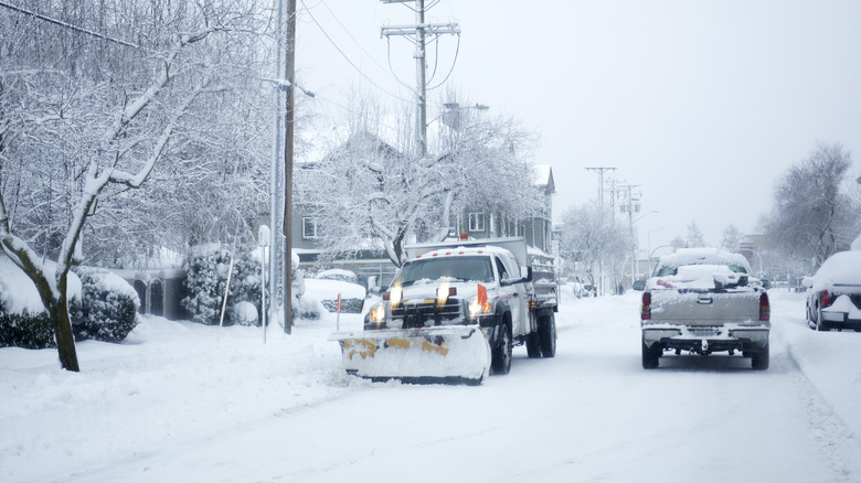 Street and city plow after a snow storm
