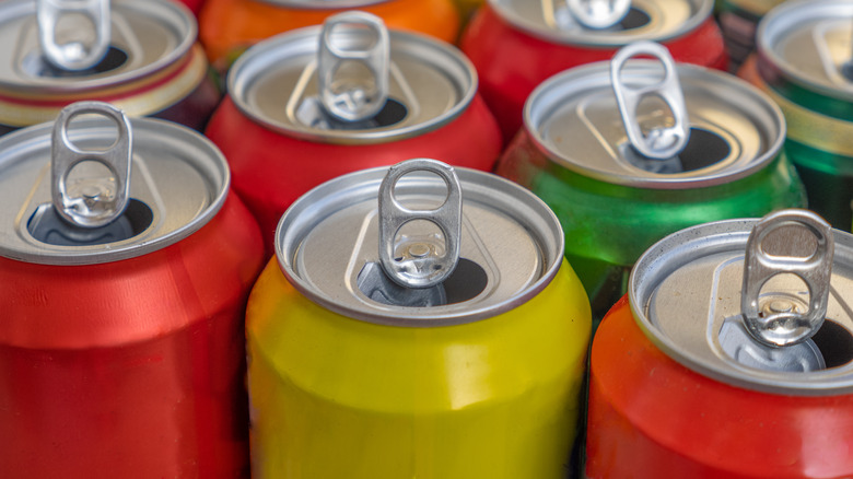 colorful aluminum cans