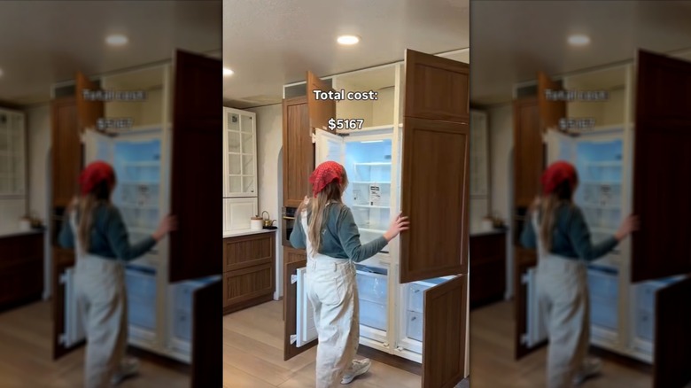DIYer installing built-in refrigerators on TikTok