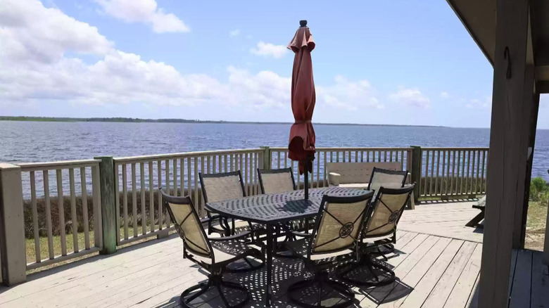 Balcony with water views