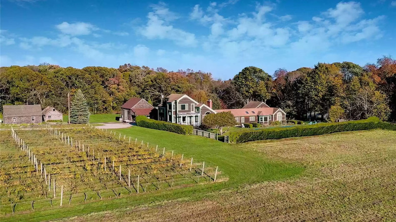 Large farm and farmhouse aerial