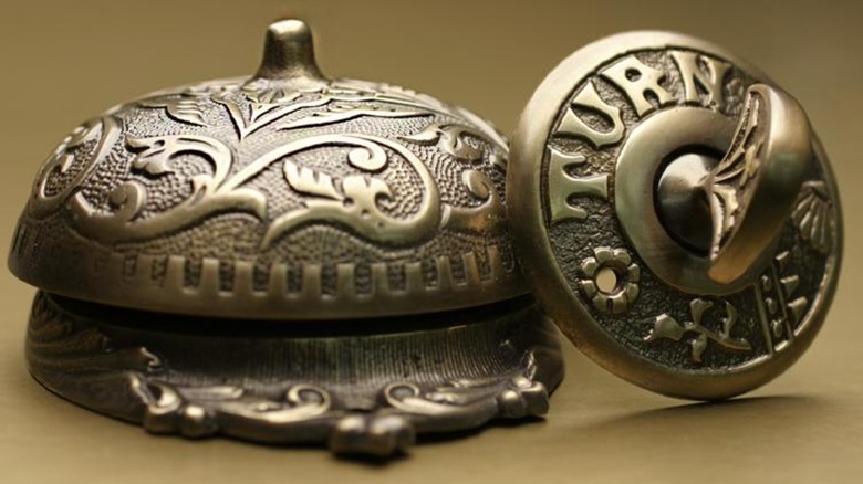 Brass hand-crank manual doorbell