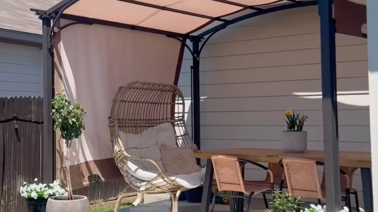 renovated patio with brown pergola