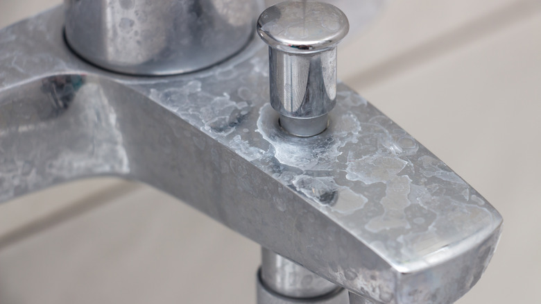 Hard water stains faucet