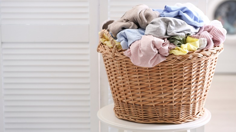 laundry basket filled with clothes