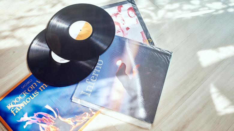 Vinyl records on a table