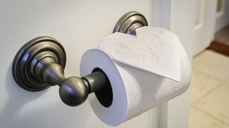Metal toilet paper holder
