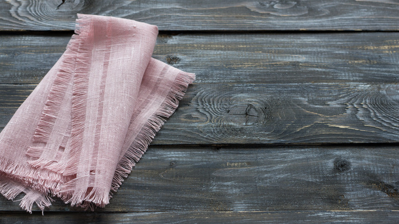 Pink fringe table runner