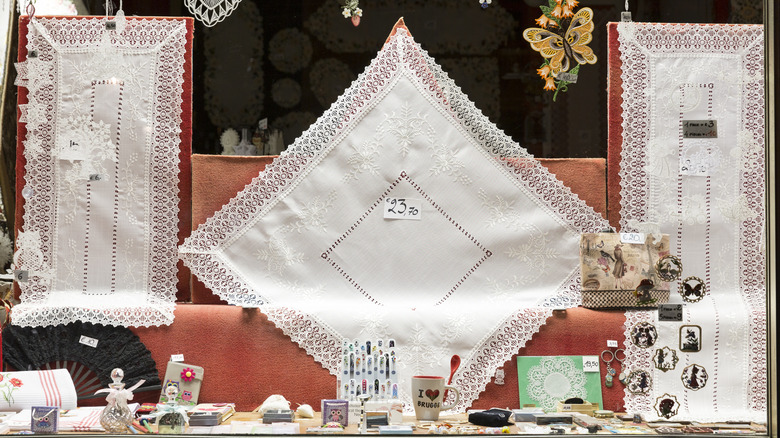 Belgian lace table runners 